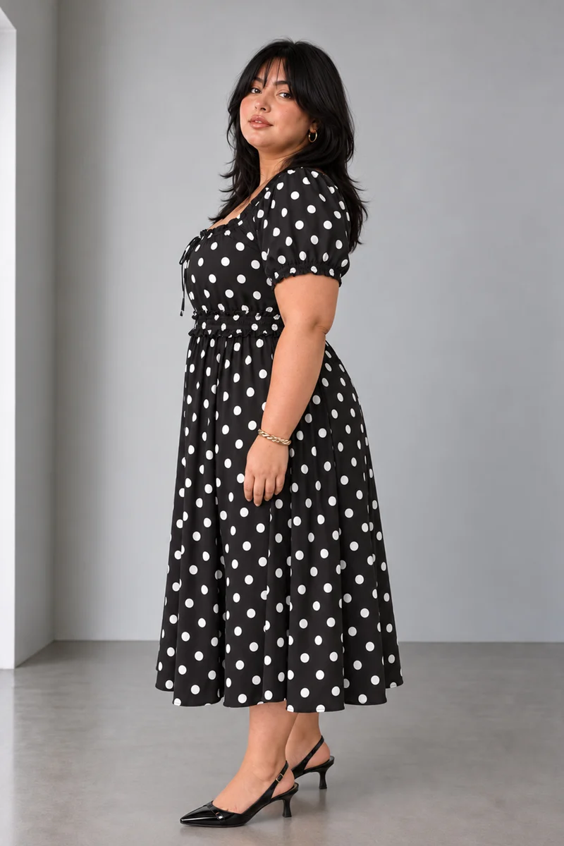 Dottie|Viscose Fit And Flare Midi Dress