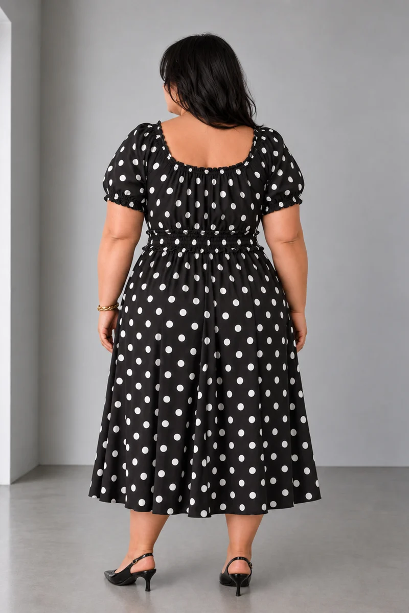 Dottie|Viscose Fit And Flare Midi Dress