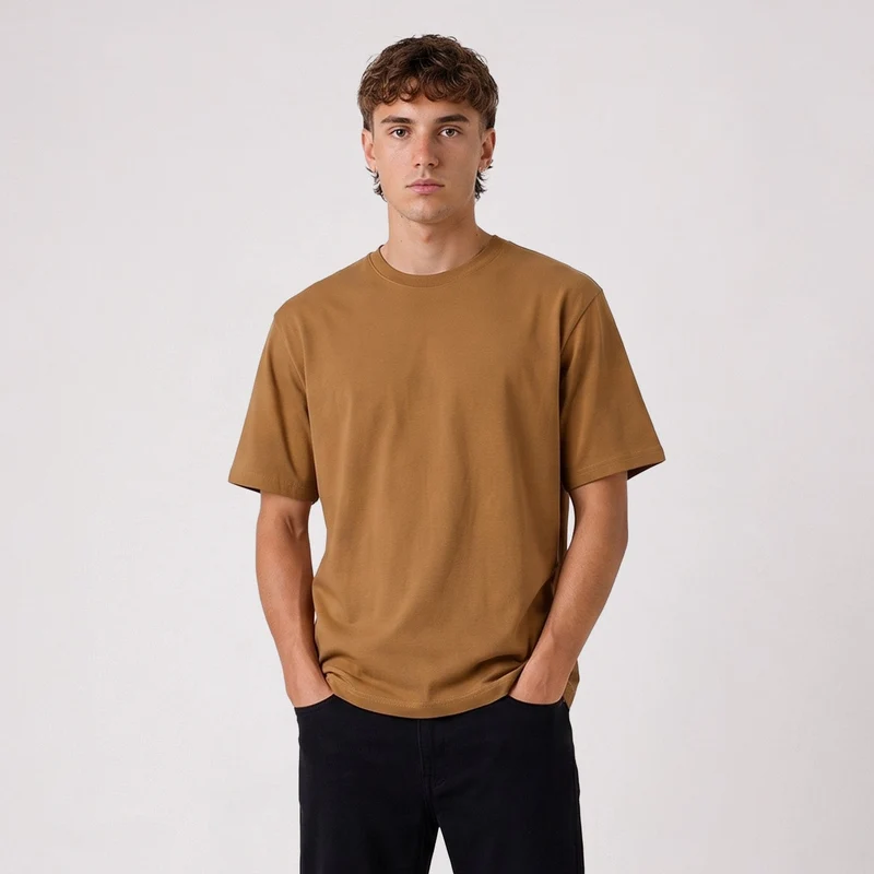 T-shirt manches courtes oversize coton marron caramel Thor SBPLAY