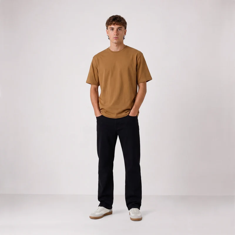 T-shirt manches courtes oversize coton marron caramel Thor SBPLAY