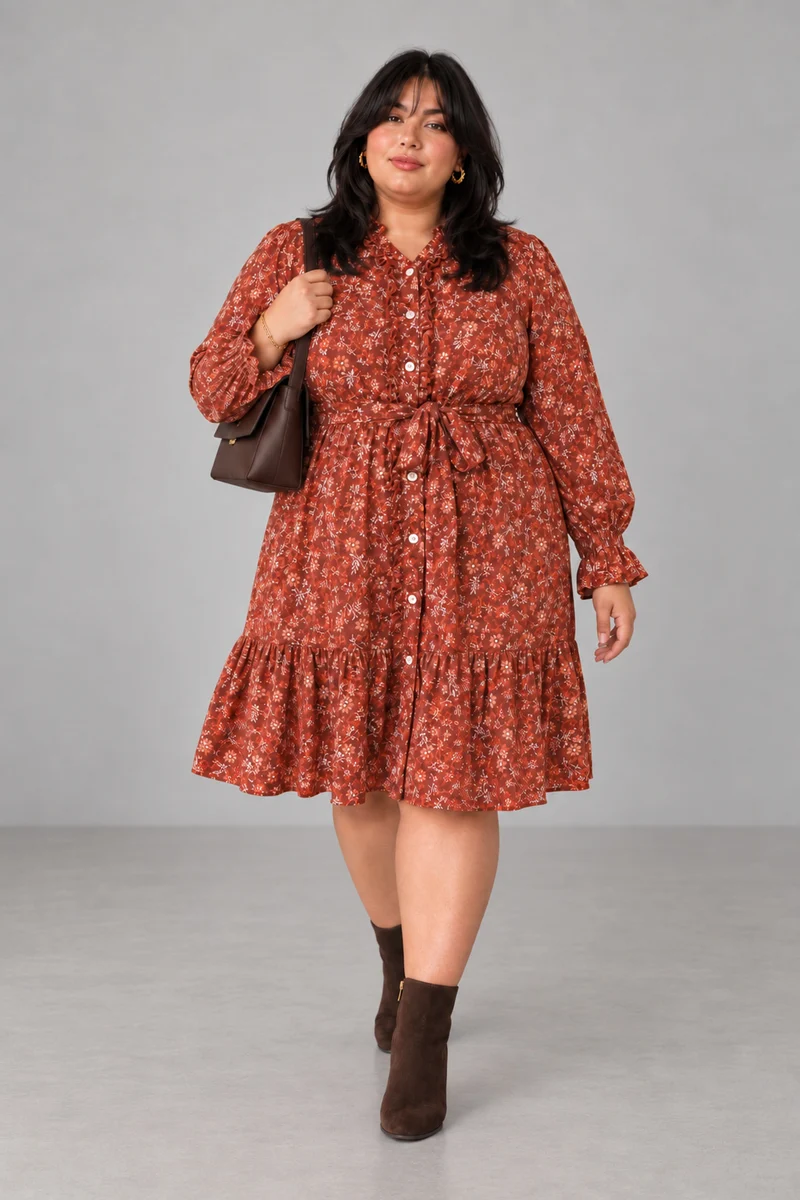 Rielle|Cotton Puff Sleeve Shirt Dress