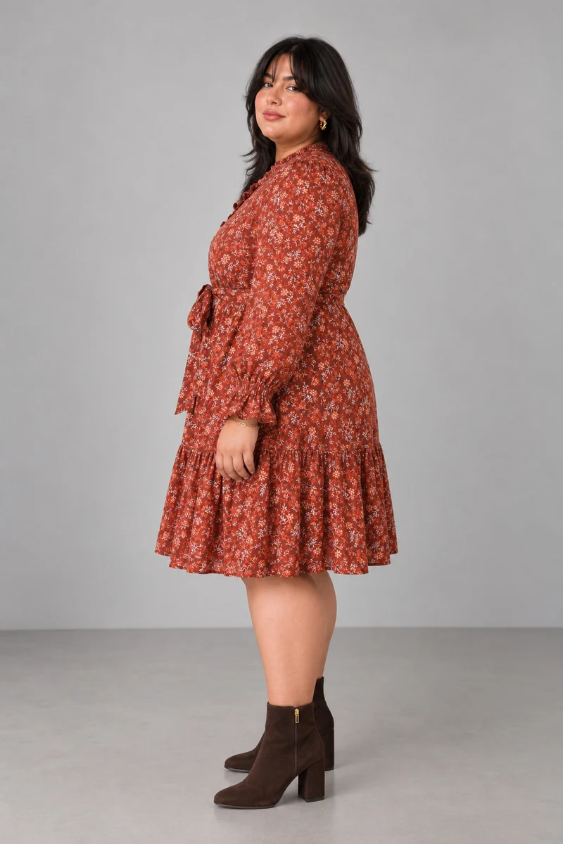 Rielle|Cotton Puff Sleeve Shirt Dress