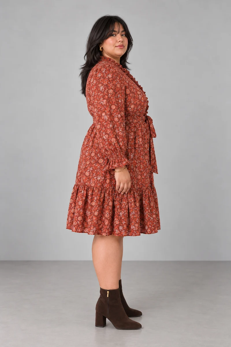 Rielle|Cotton Puff Sleeve Shirt Dress