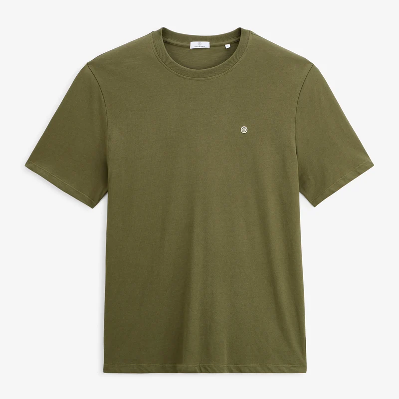T-shirt manches courtes col rond 100% coton vert thym Théo