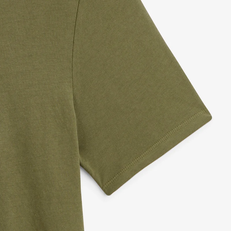 T-shirt manches courtes col rond 100% coton vert thym Théo