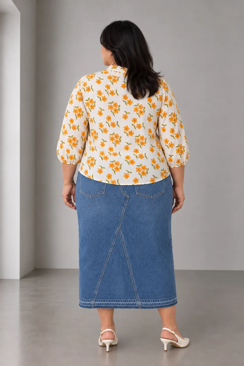 Ariax|Viscose Floral Tie Neck Top