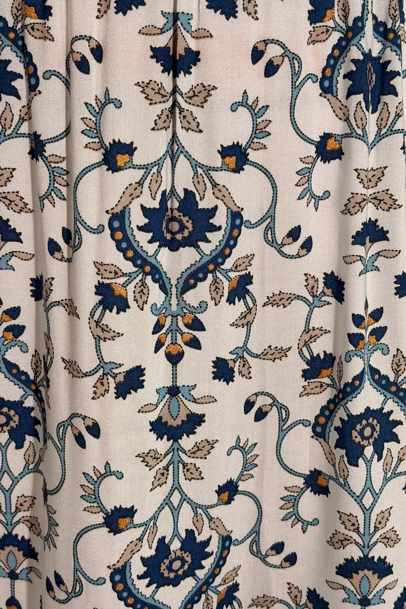 Maviea|Viscose Smocked Waist Midi Dress