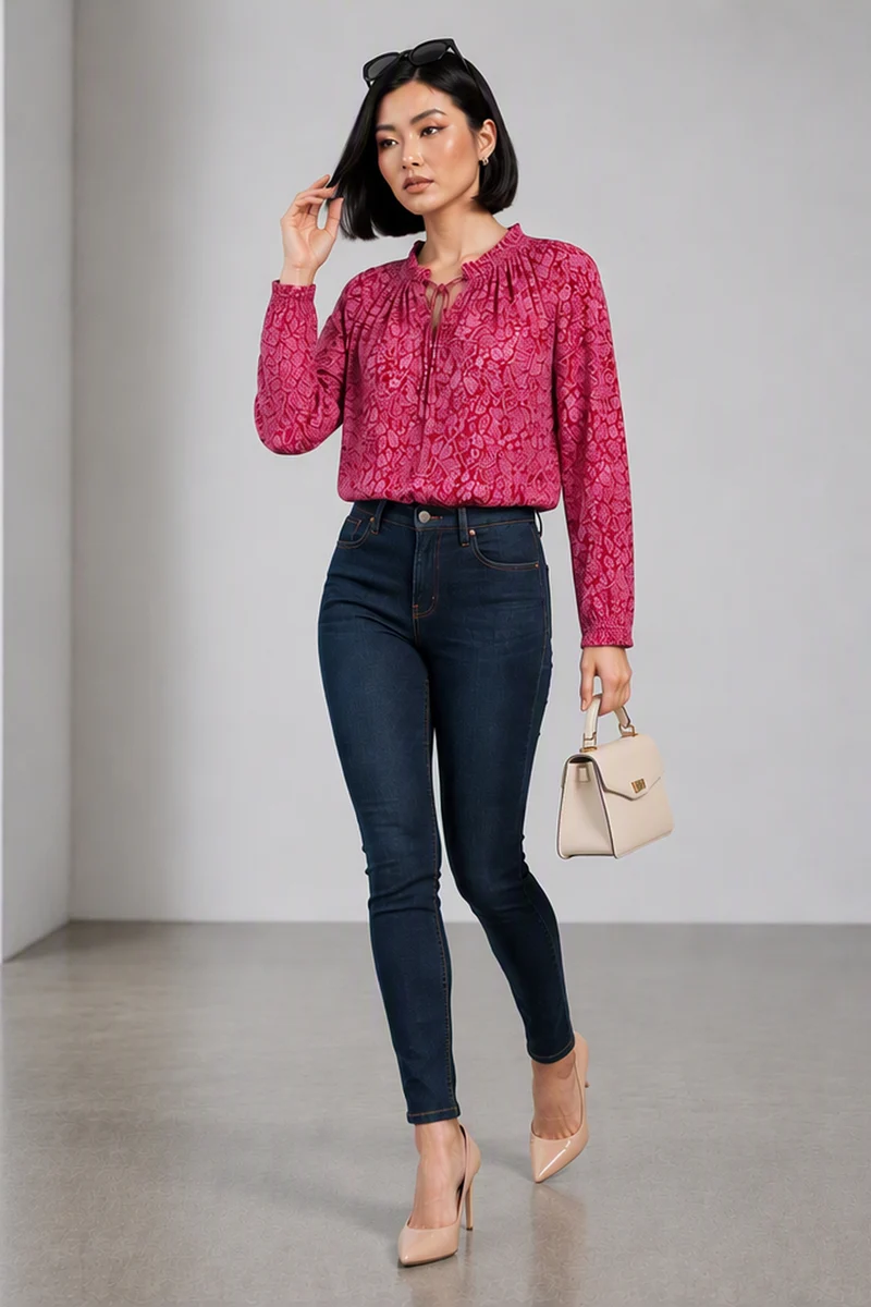 Sancia|Viscose Ruffle Collar Crop Top