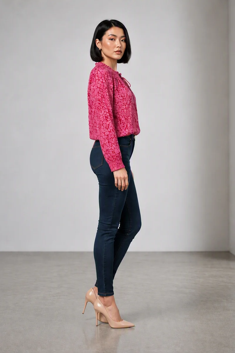 Sancia|Viscose Ruffle Collar Crop Top