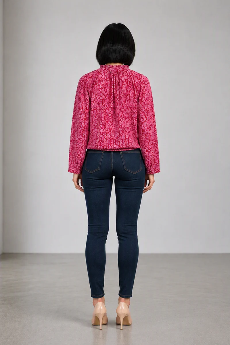 Sancia|Viscose Ruffle Collar Crop Top