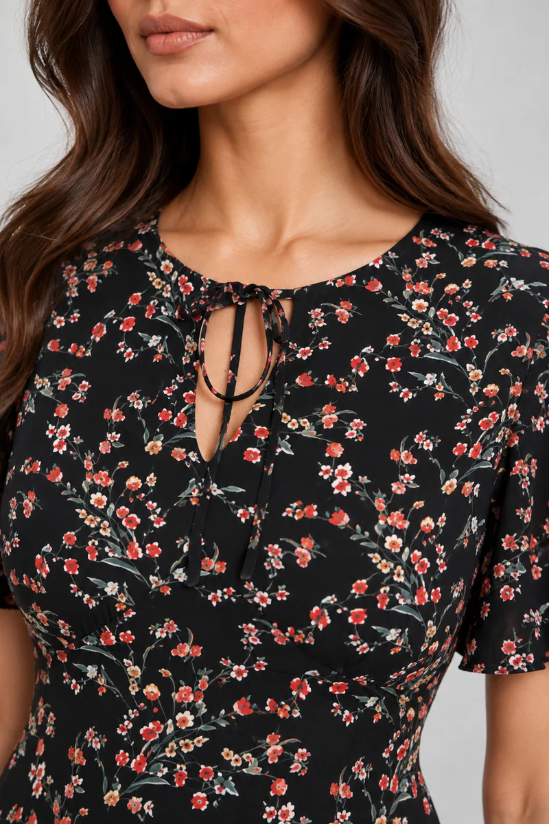 Caliva|Viscose Printed Bell Sleeve Dress