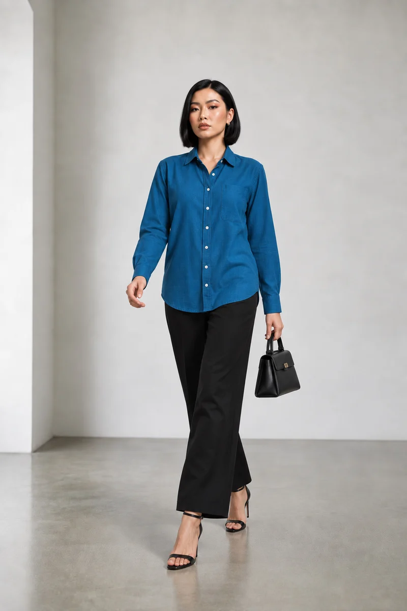 Celio|Viscose Relaxed Shirt With Side Slit
