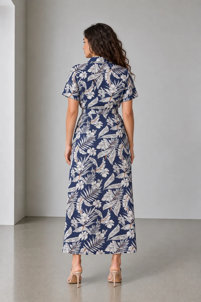 Calixa|Viscose Utility Maxi Shirt Dress