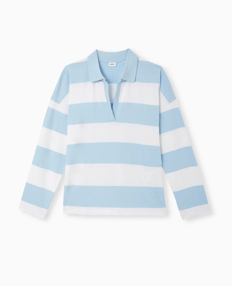 Polo rayé oversize manches longues
