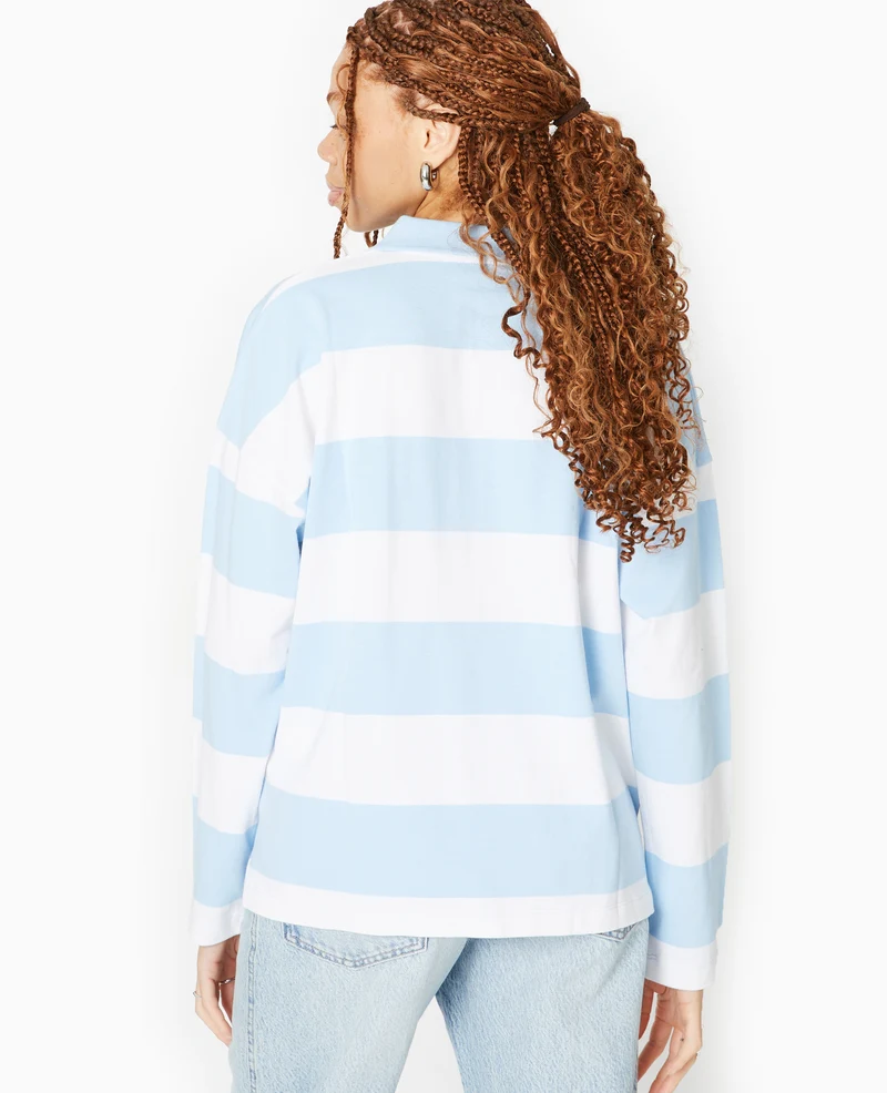 Polo rayé oversize manches longues