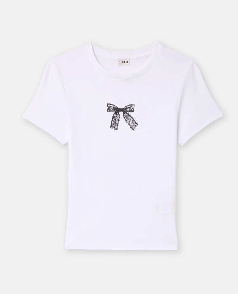 T-shirt ajusté avec print nœud dentelle