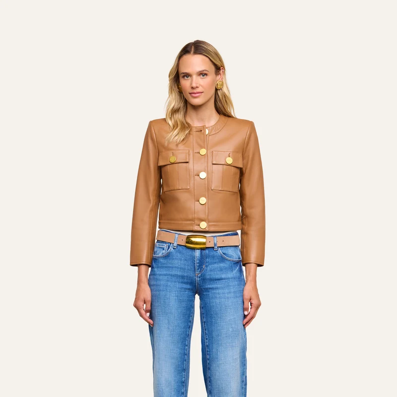 Deidra Cropped Leather Jacket