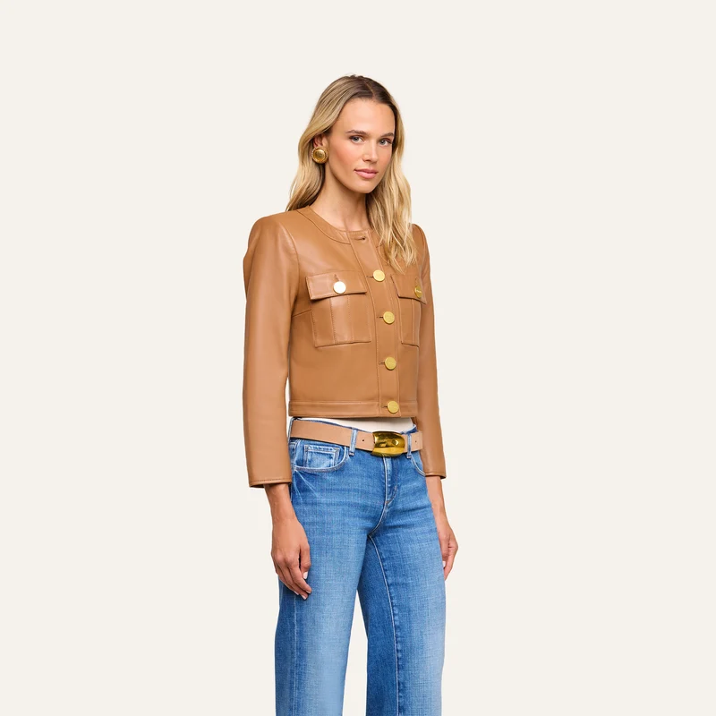Deidra Cropped Leather Jacket
