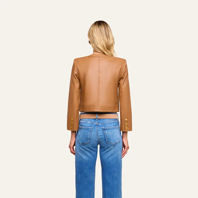 Deidra Cropped Leather Jacket