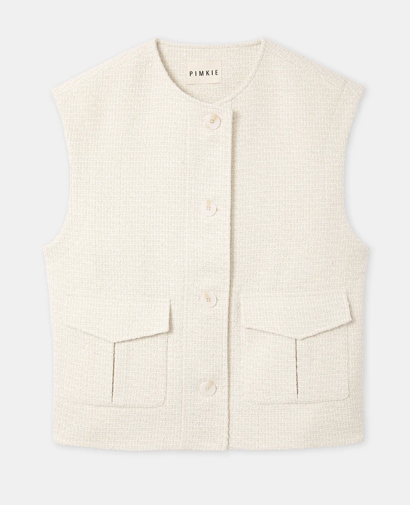 Veste sans manches en tweed avec lurex