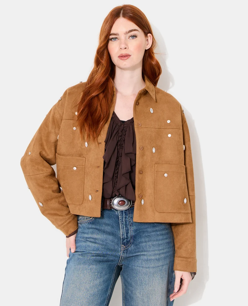 Veste en suédine avec strass