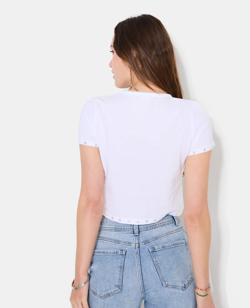 T-shirt court avec œillets