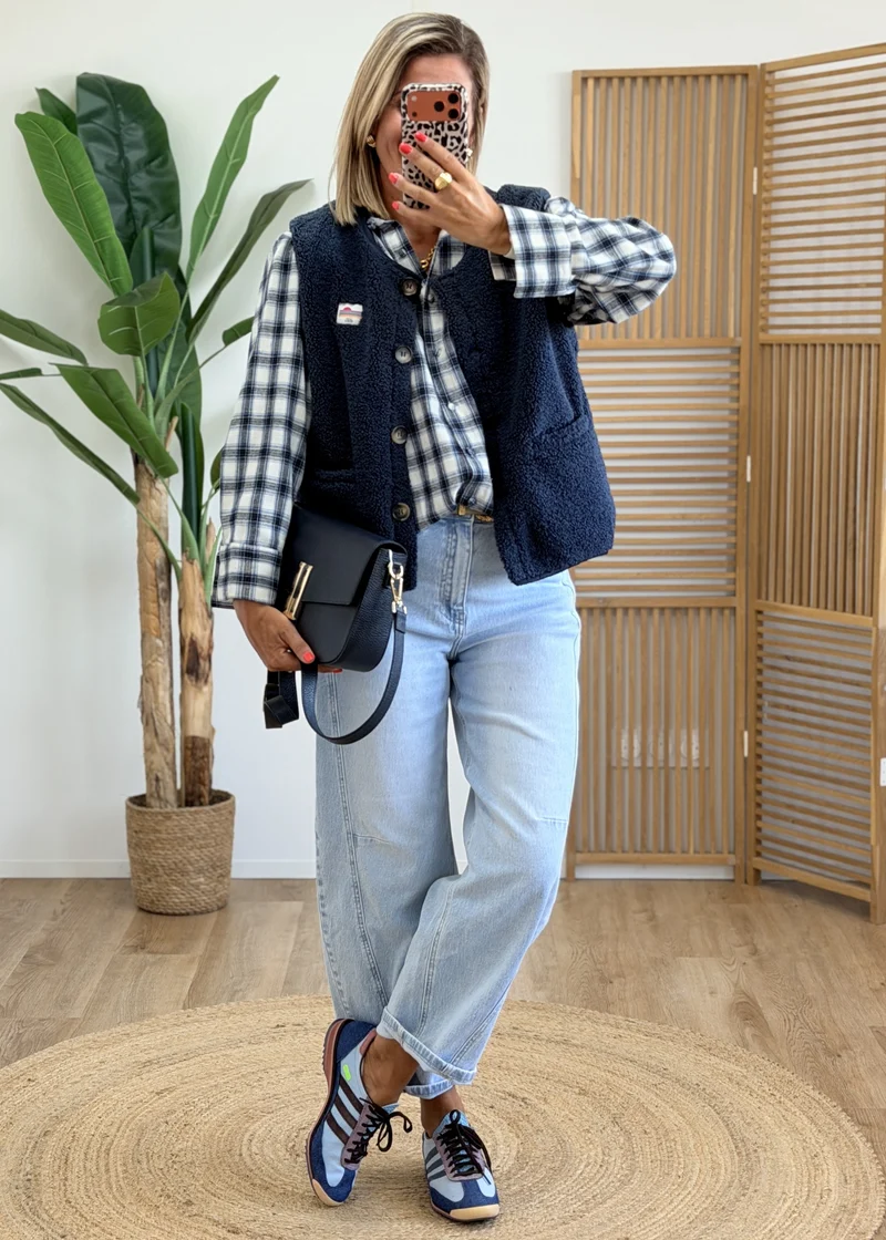 Gilet Boutonné avec Patch La Vie Est Belle