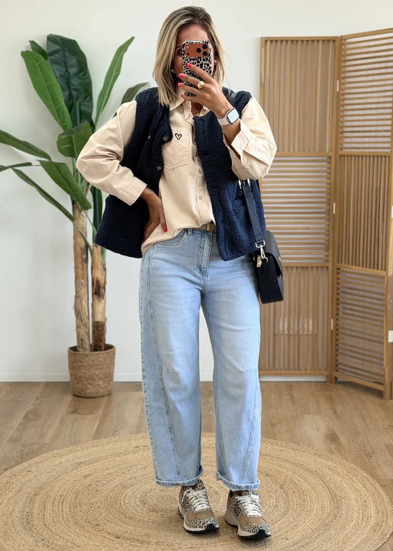 Gilet Boutonné avec Patch La Vie Est Belle