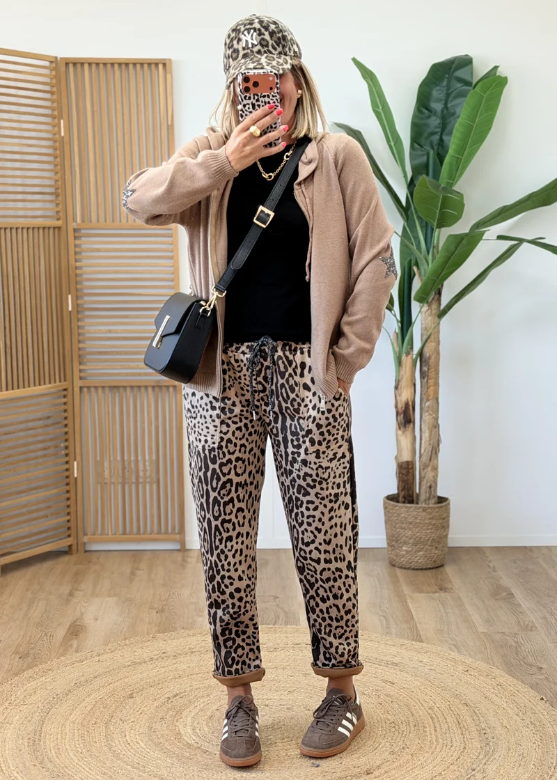 Gilet à Capuche Zippé avec Étoile Strass sur les Coudes