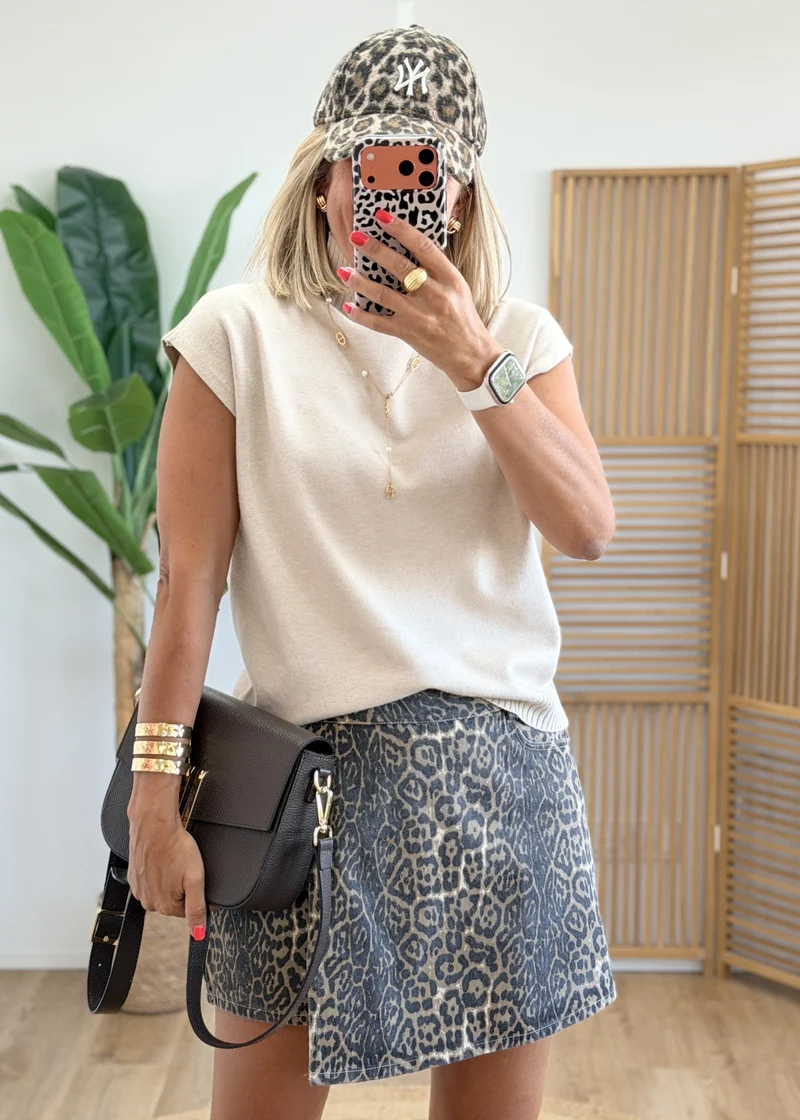 Jupe Short Taille Haute Léopard