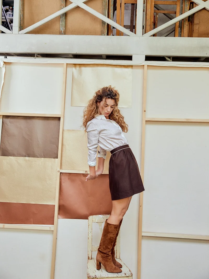 Jupe en Laine Marron Chocolat