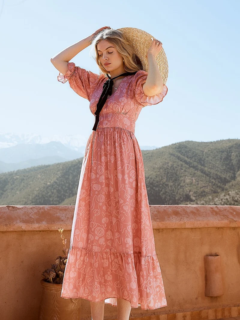 Robe Bohème imprimé Cappadoce Rose