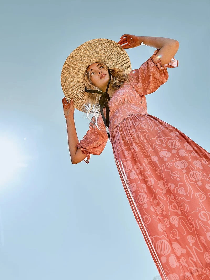 Robe Bohème imprimé Cappadoce Rose