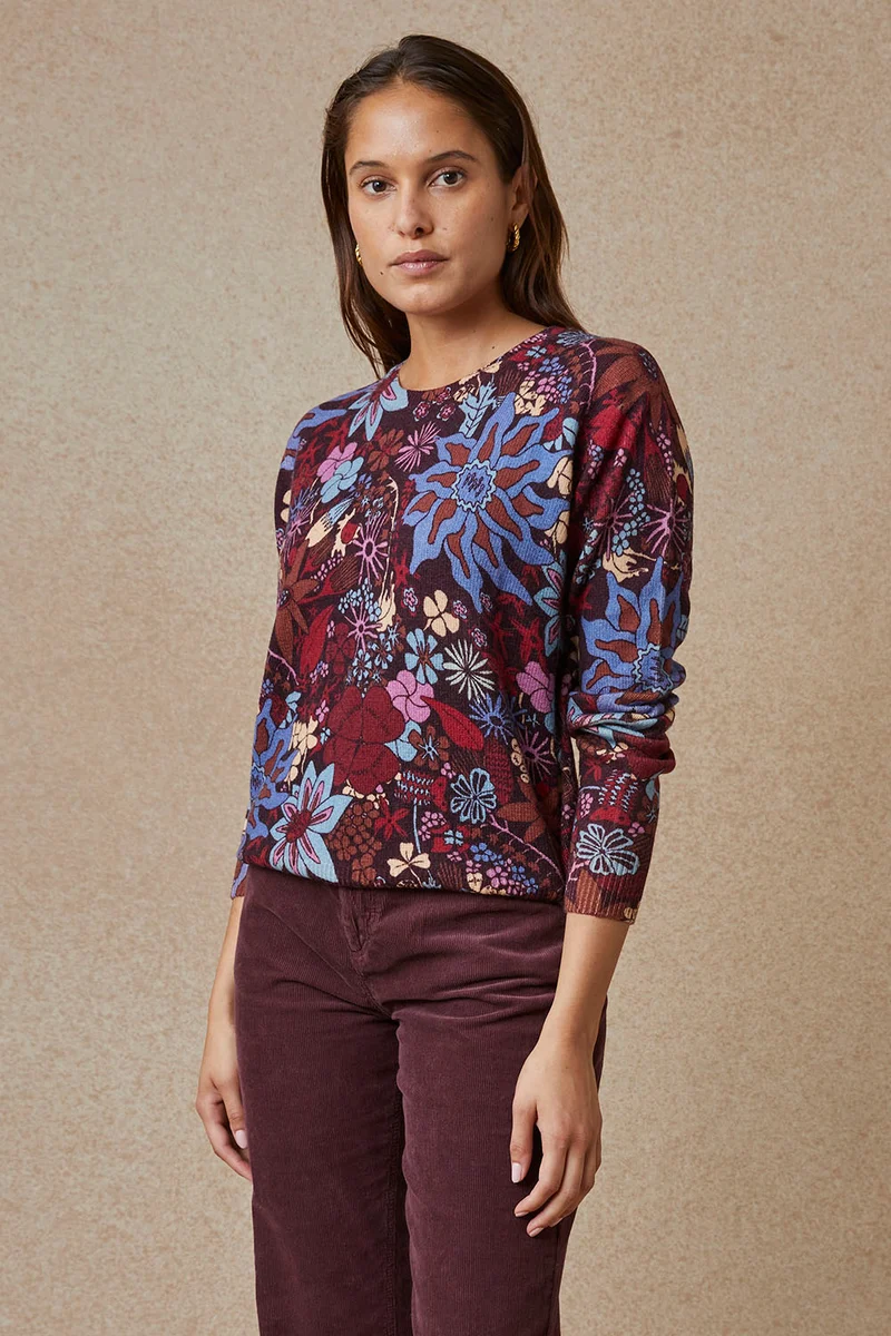 Pull Trèfle Rubis en Laine