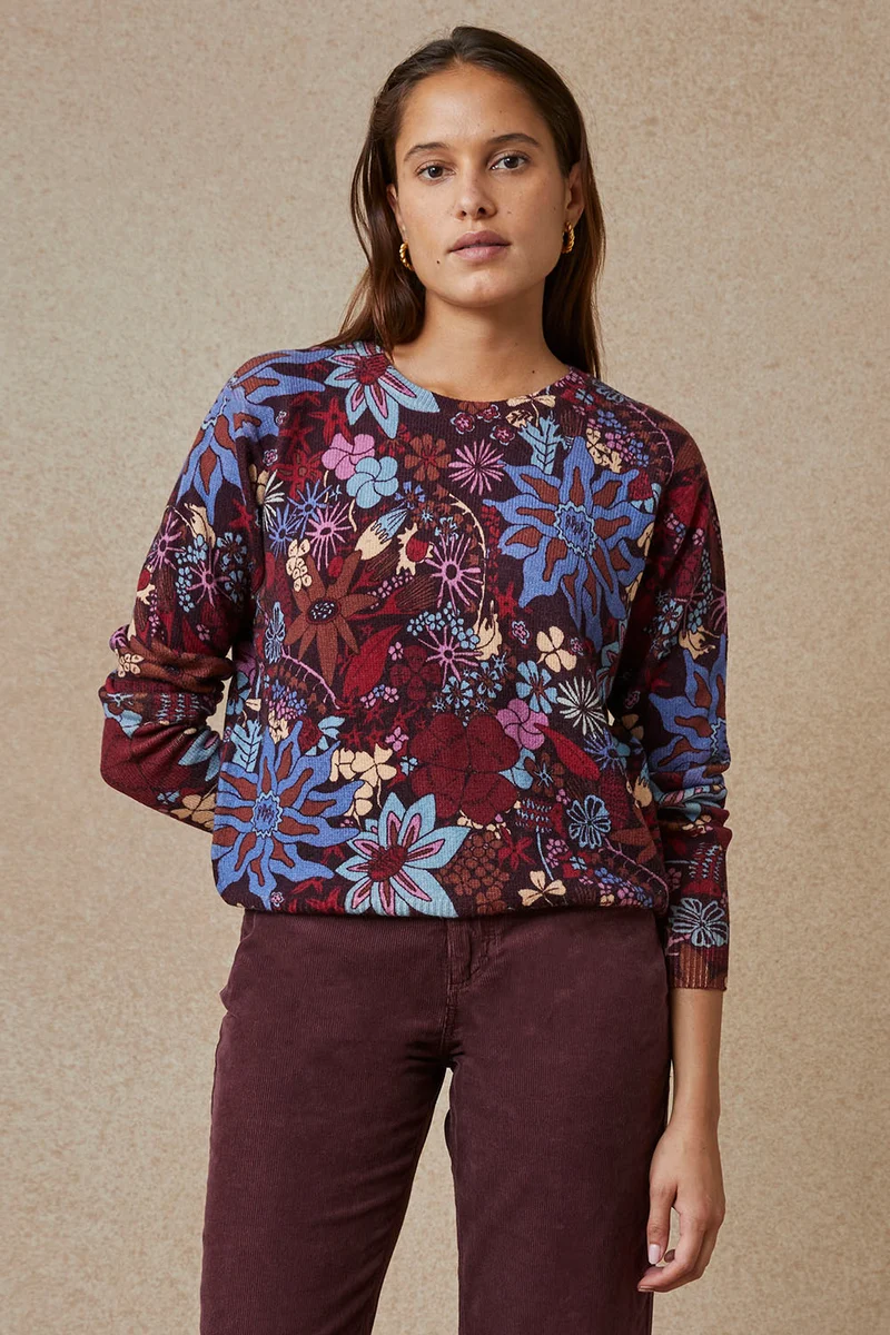 Pull Trèfle Rubis en Laine