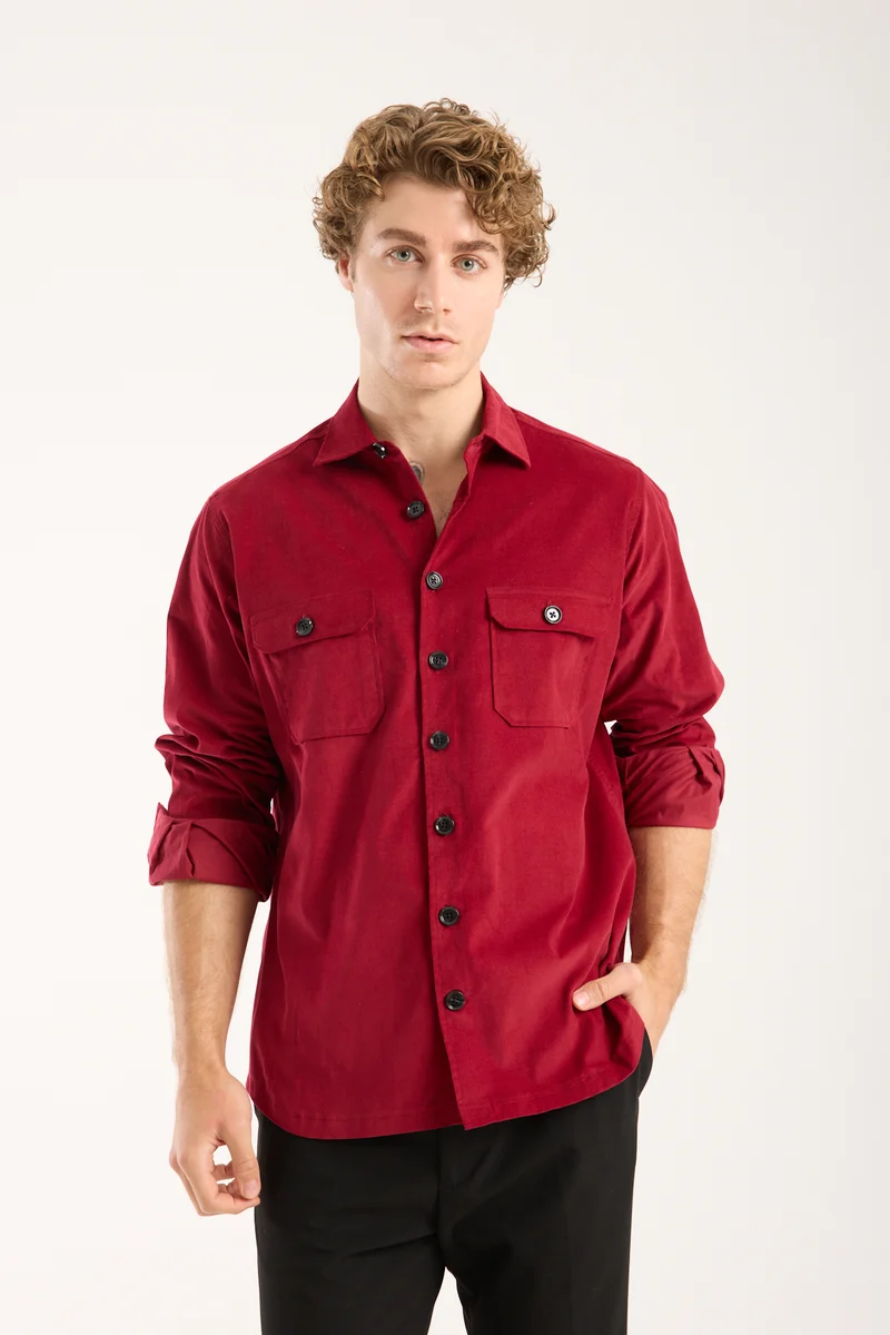 Sport Velvet Man Shirt Red