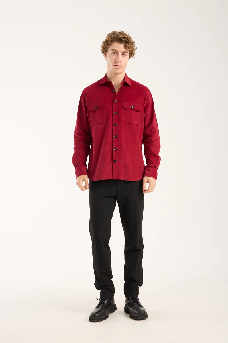 Sport Velvet Man Shirt Red