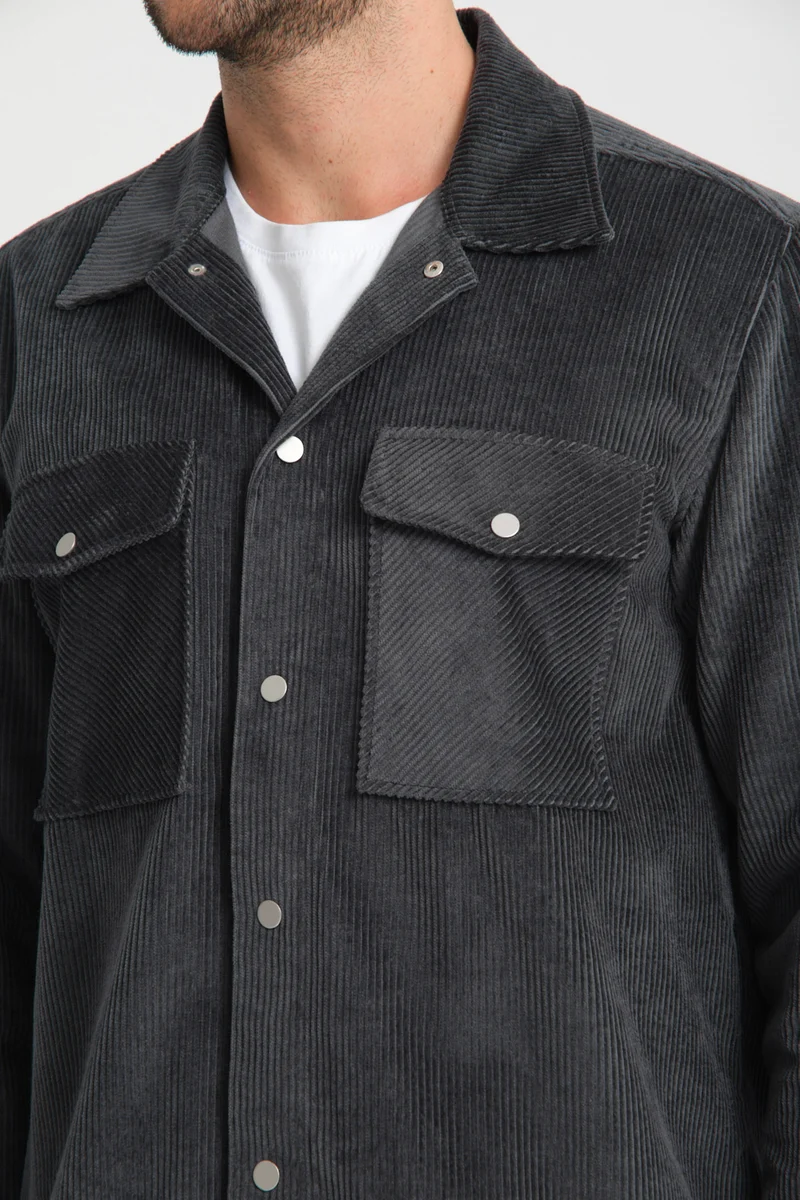 Sport Velvet Man Overshirt Dark Grey