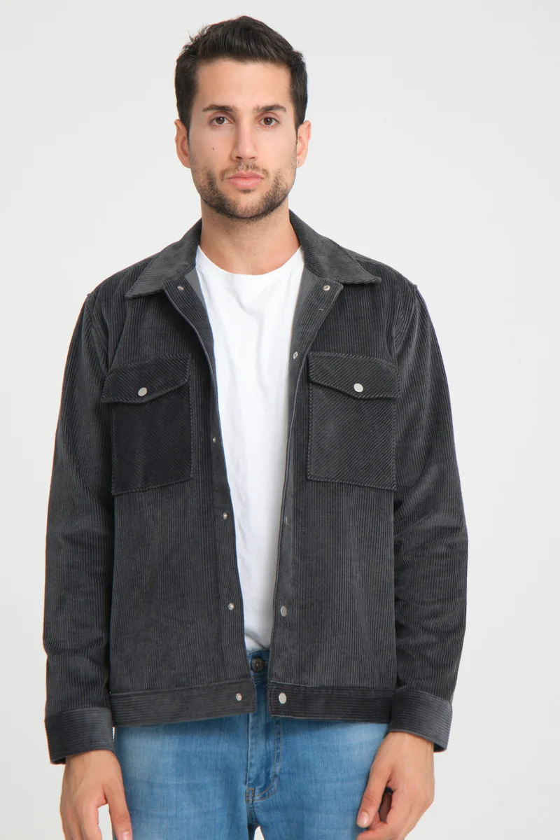 Sport Velvet Man Overshirt Dark Grey
