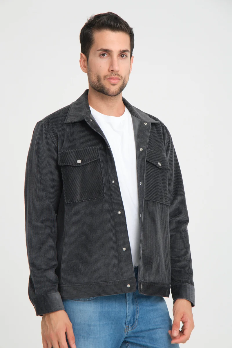 Sport Velvet Man Overshirt Dark Grey