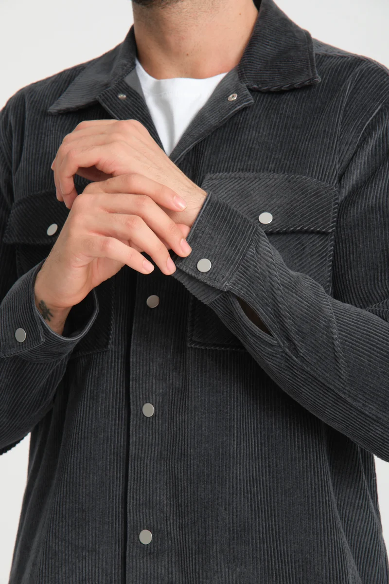 Sport Velvet Man Overshirt Dark Grey