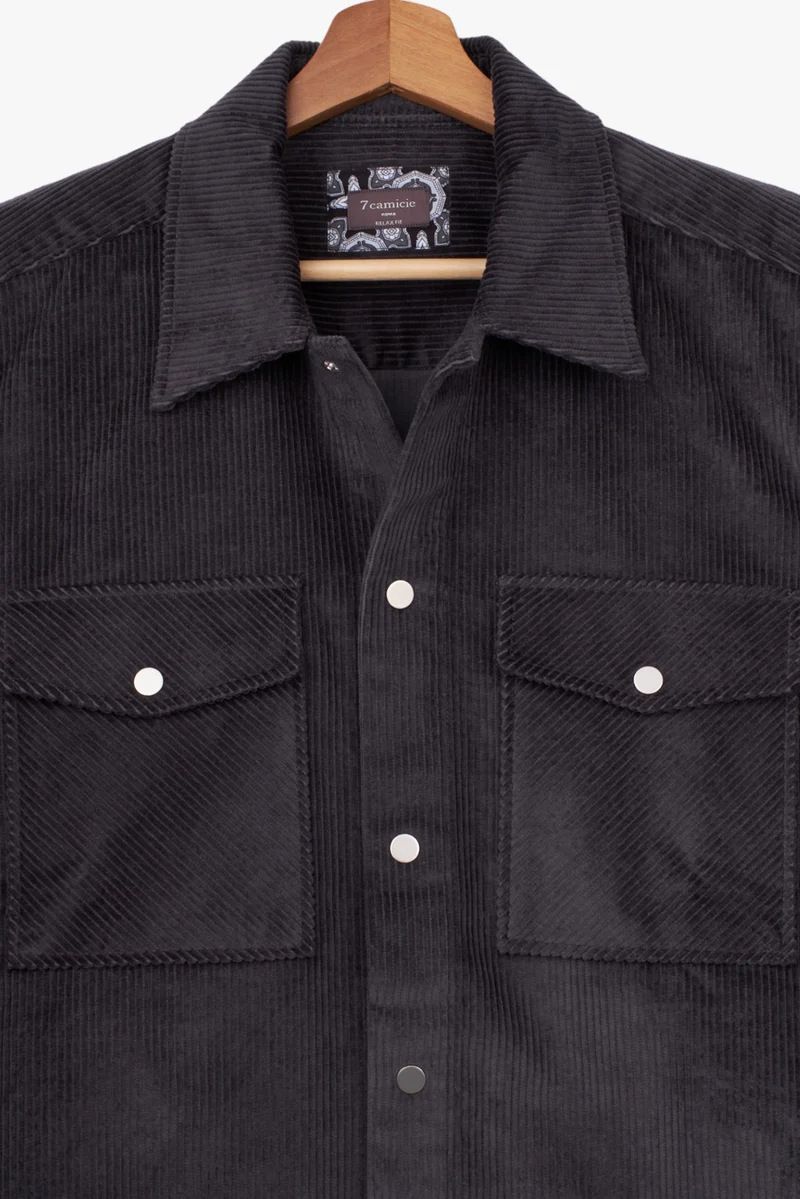 Sport Velvet Man Overshirt Dark Grey