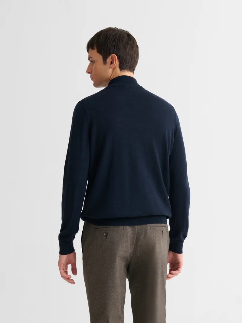 Pull col cheminée en laine Mérinos
