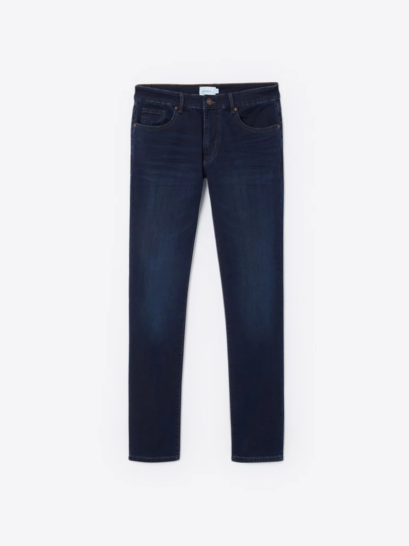 Jean denim délavé en coton stretch