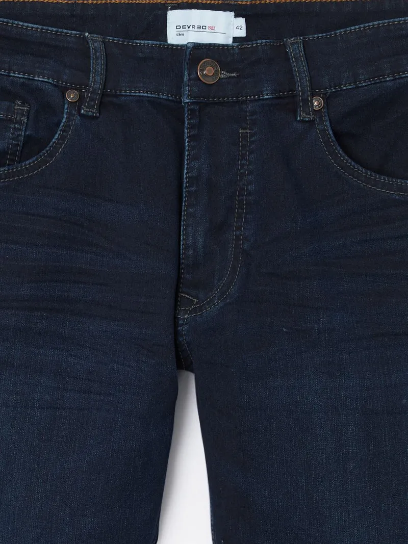 Jean denim délavé en coton stretch