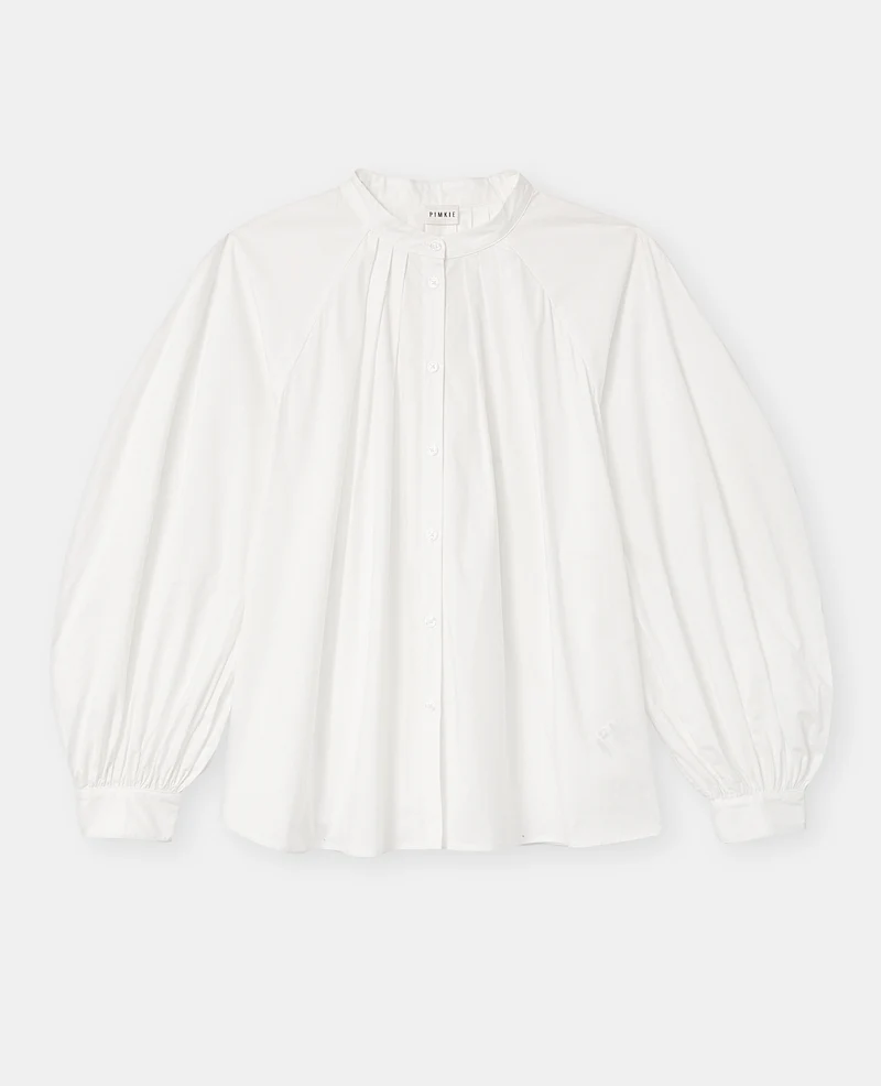 Blouse en popeline avec pinces et manches ballons