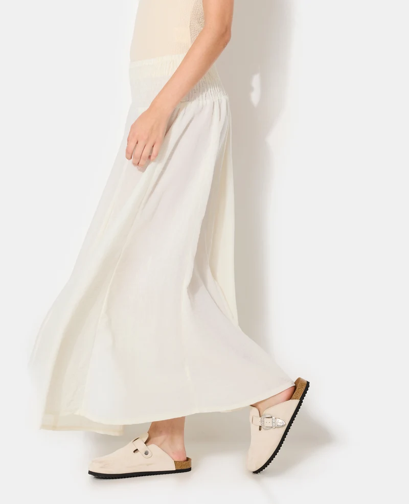 Jupe longue et évasée avec ceinture smock