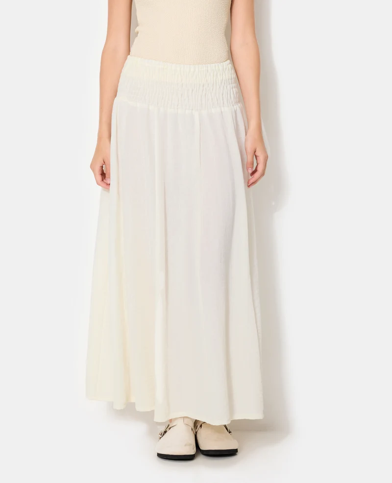 Jupe longue et évasée avec ceinture smock