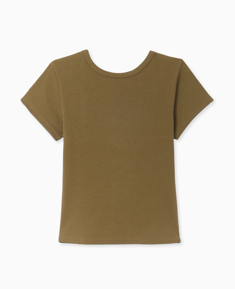 T-shirt en maille côtelée dos dégagé