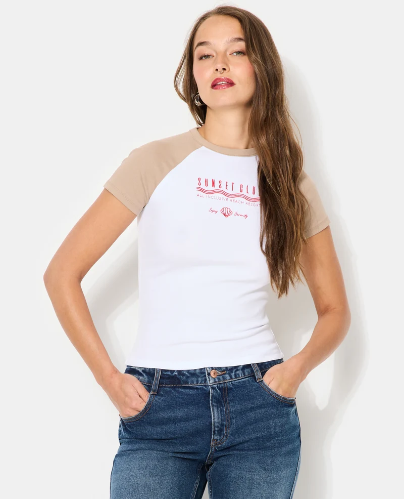 T-shirt manches raglans avec broderie